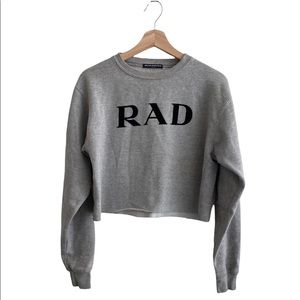Brandy Melville Rad Cropped Crewneck Sweatshirt in Grey